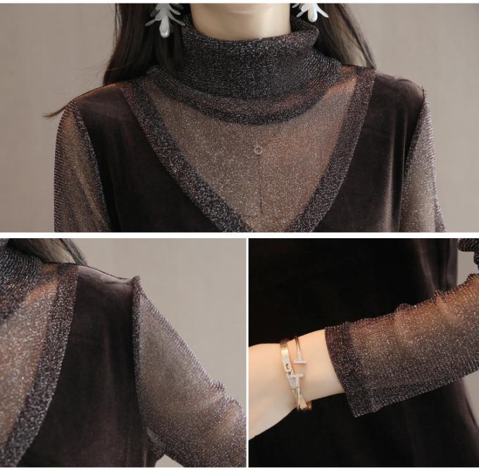 Зима осени продажи ДЖС 39 горячая шить длинное платье бархата женщин моды рукава